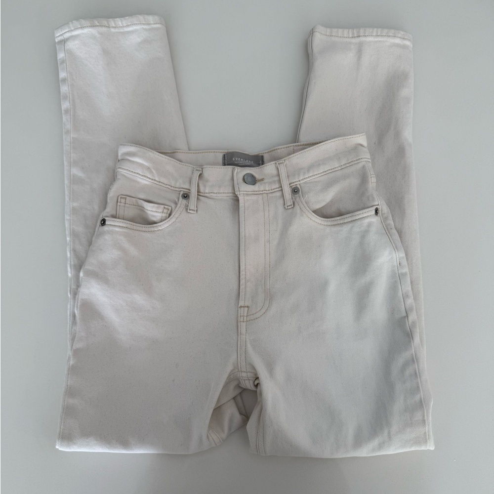 Everlane Women's Off-White Cream The Original Cheeky Slim Jeans Organic Cotton